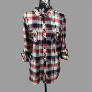 Eden & Olivia Plaid Long Sleeve Button Up - Women’s XL